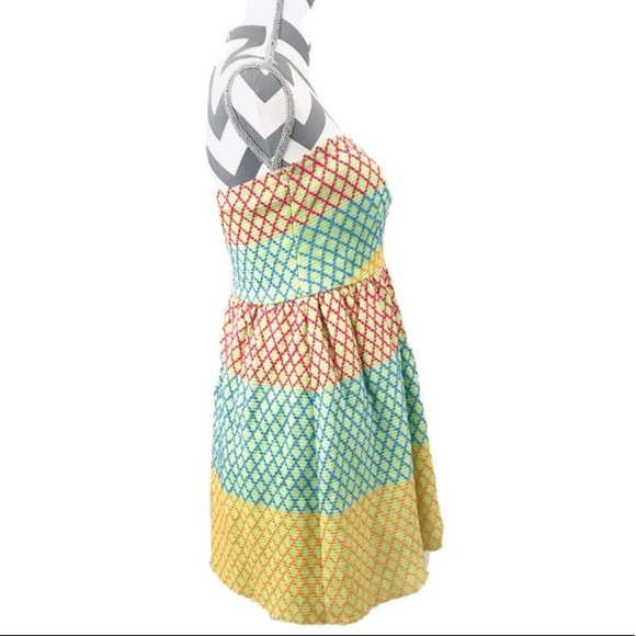 WOW Couture Multicolor Strapless Mini Summer Sun Dress - Women’s Size L - Picture 4 of 10